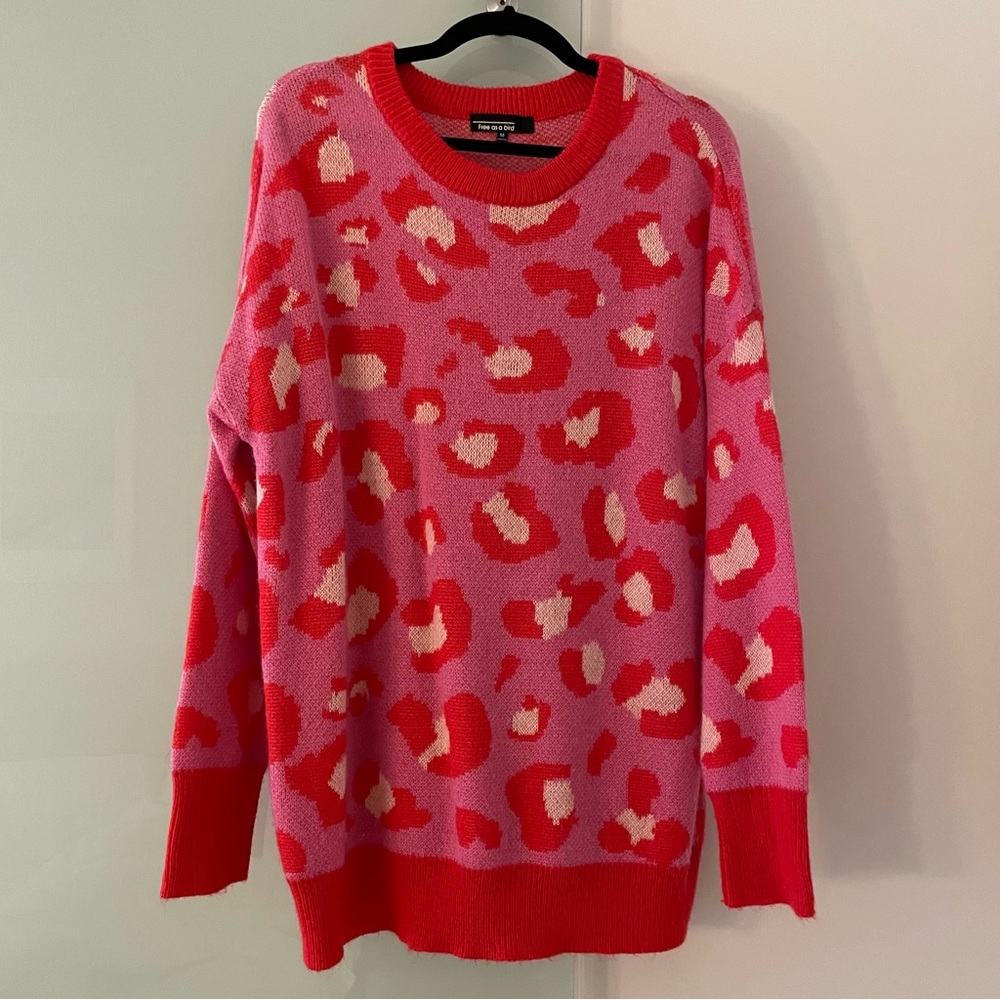 Pink and Orange Leopard Sweater